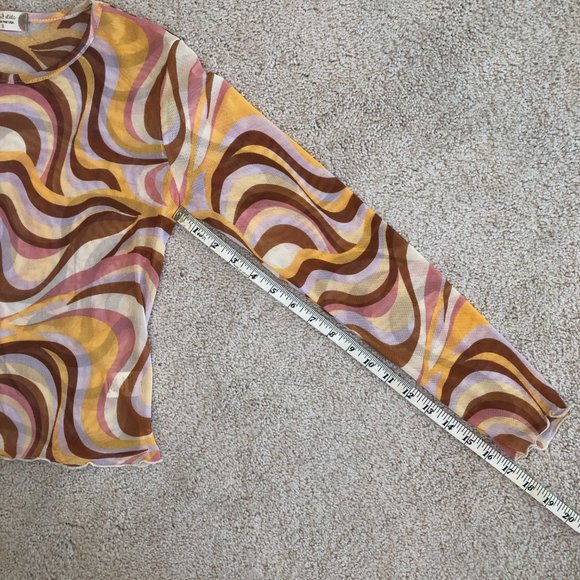 Altar'd State Retro Sheer Long-Sleeve Top Size Small - Picture 7 of 7